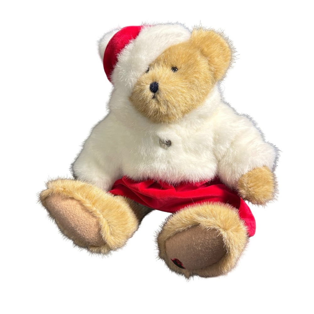 Boyds Collection Christmas Teddy Bear Red Velvet Fur Cape Heart To Heart Faith